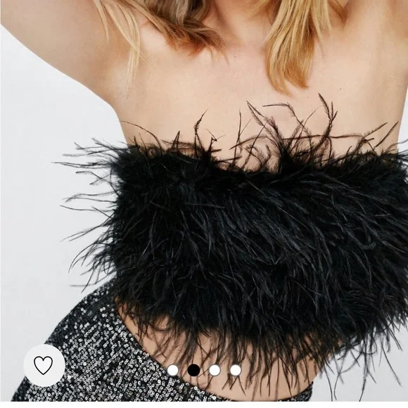 Nasty gal feather cropped bandeau corset top black - Picture 2 of 5